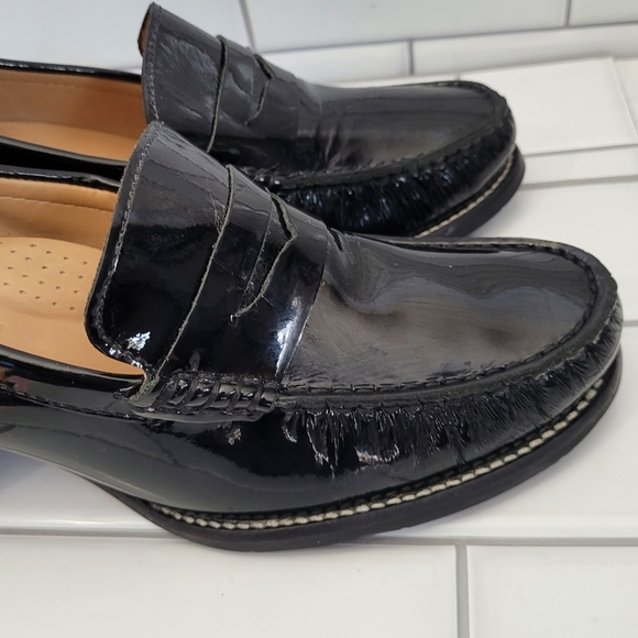 WIRTH 1948 Made in Brazil Ladies Black Patent Leather Heeled Loafers 2in Block H - Picture 5 of 12